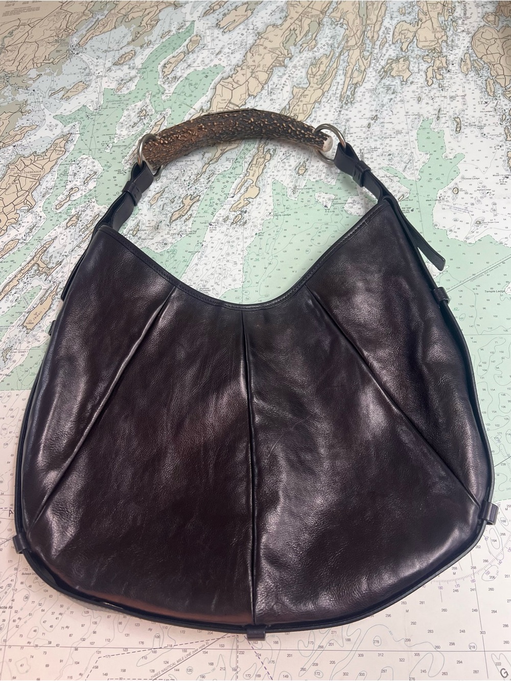 AMAZING CONDITION! YSL Mombasa Antler Handle Brown Bag Tom Ford Y2K Vintage